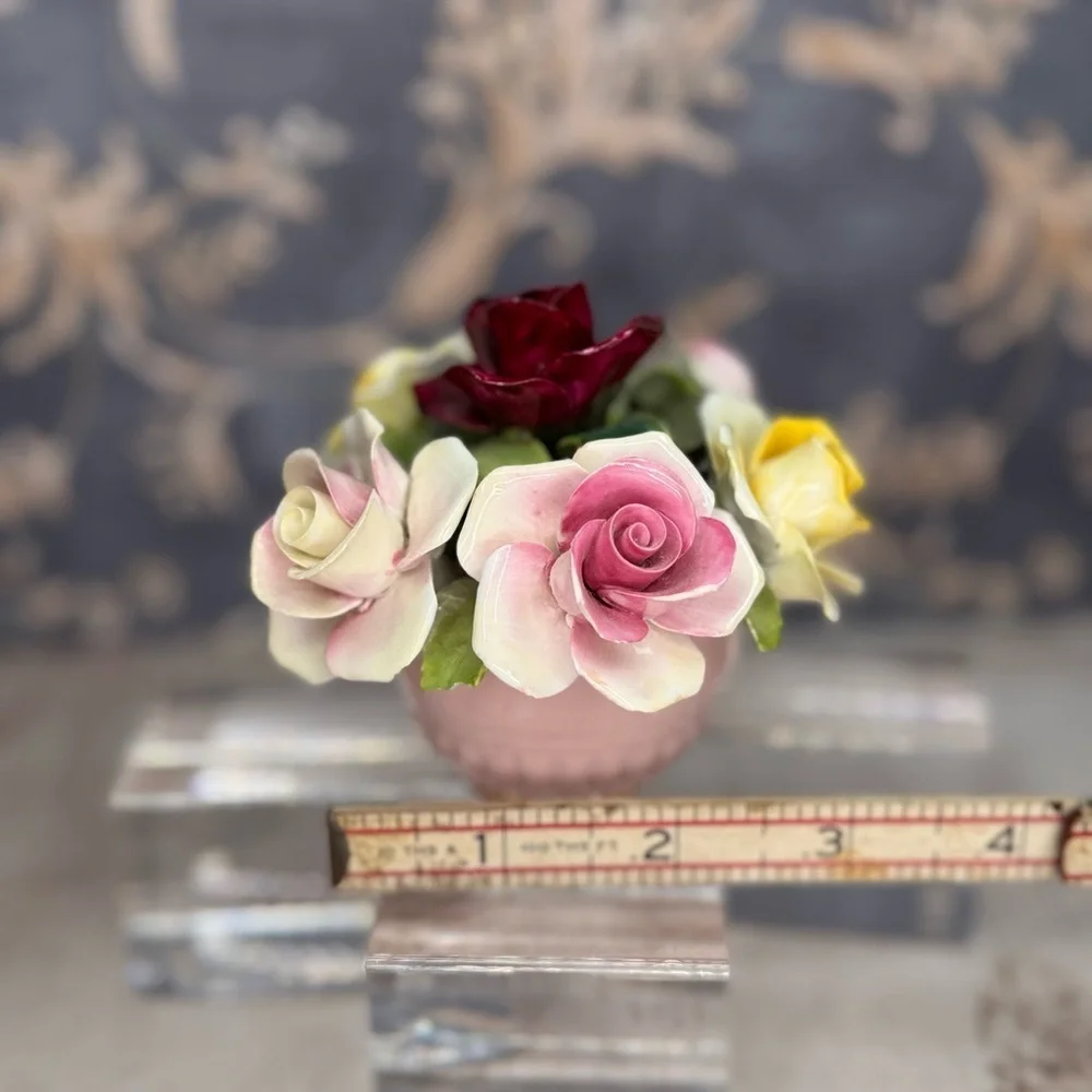 Vintage Staffordshire Bone China Floral Arrangement England Hand Painted